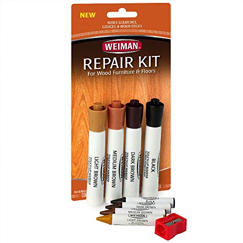 Weiman Wood Repair System Kit - 4 Filler Sticks 4 Touch Up Markers - Floor and Furniture Scratch Fix Weiman