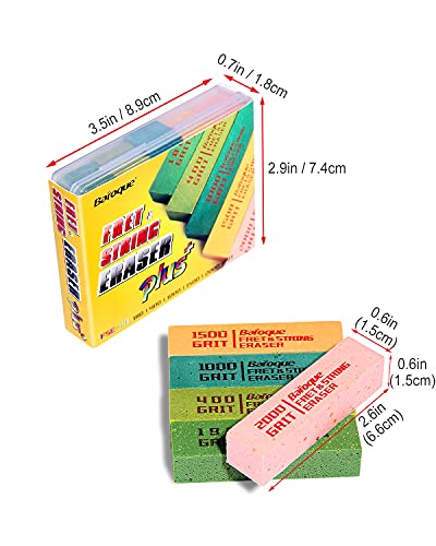 Baroque Fret Erasers for Guitar, Fret Polishing Cleaner, Frets Polish Tools Kit, Clean Fret Wire/String/Metal, Set of 5 (180& 400& 1000& 1500& 2000 JEISSLIA