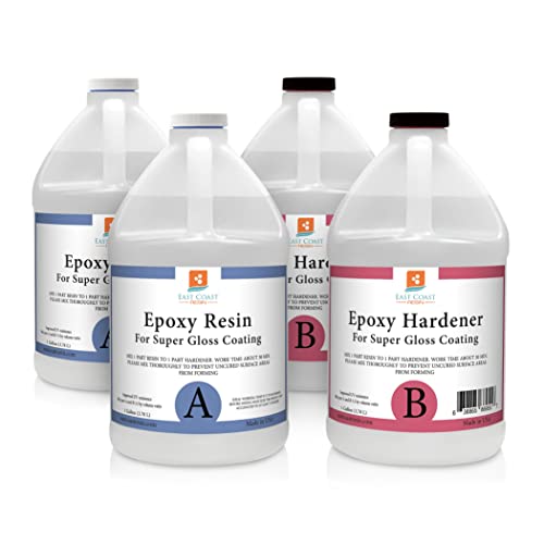 Epoxy Resin 4 Gallon Kit | 1:1 Crystal Clear Resin and Hardener for Super Gloss Coating | for Bars, Tabletop, Art, Jewelry, Casting Molds | Safe for East Coast Resin
