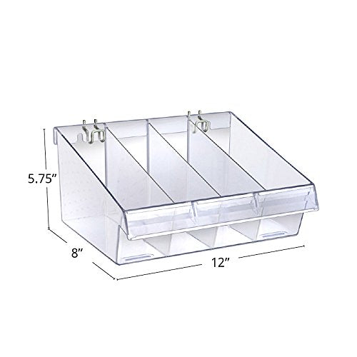 Azar Displays 556132 12" W x 8" D x 5.75" H Divider Bin (4 Pack) Azar Displays
