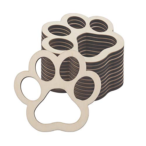 Samanter Paw Shape Hanging Wood Craft Dog Cat Claw Cutout Unfinished Hanging Wood DIY 24pcs Samanter