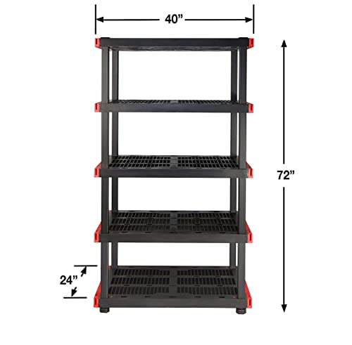 CX Craftsman, 5-Tier Highly Durable Storage Rack, 200lbs/shelf, (72.3”H x 40”W x 24”D), Interlocking Shelving Unit and Weather-Resistant Design, CX