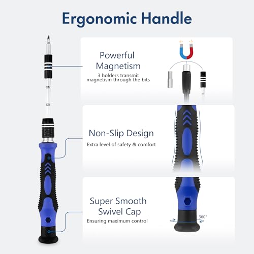 XOOL 62 in 1 Precision Screwdriver Kit, Electronics Repair Tool Kit, Magnetic Driver Kit with Flexible Shaft, Extension Rod for Mobile Phone, XOOL