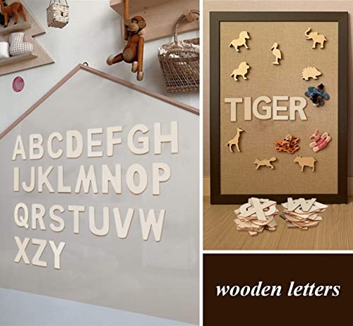 3" Wooden Letters - 78 Pcs Wood Alphabet Letters for Crafts Wood Letters Sign Decoration Unfinished Wood Letters for Letter Board/Wall ilauke