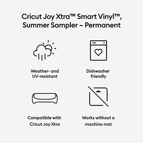 Cricut Smart Vinyl Summer Sampler - Permanent Vinyl Sheet Pack for Cricut Joy Xtra, Water & UV Resistant, Dishwasher-Friendly All-Weather Smart Cricut