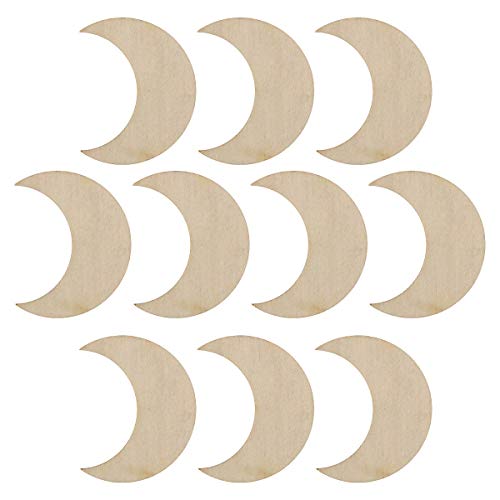 JANOU 20pcs Moon Wood Cutouts DIY Craft Embellishments Gift Unfinished Wood Ornaments Decoration JANOU