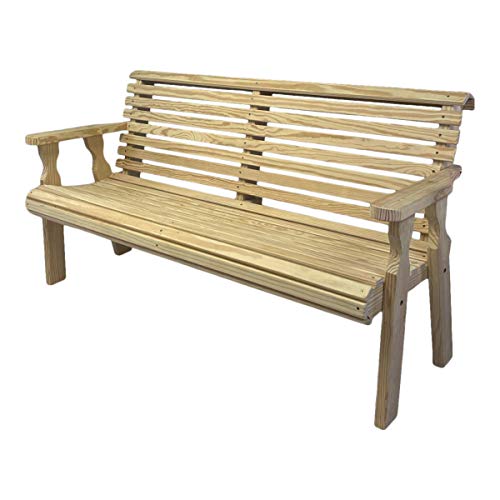 CAF Amish Heavy Duty 800 Lb Roll Back Pressure Treated Garden Bench (4 Foot, Unfinished) Amish Casual