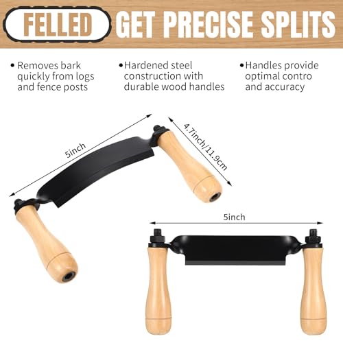 WILLBOND 2 Pcs Draw Shave Knife Set Draw Shave Knife Include Curved Draw Knife Straight Draw Knife Wood Working Tools Draw Shave Tool Woodworking WILLBOND