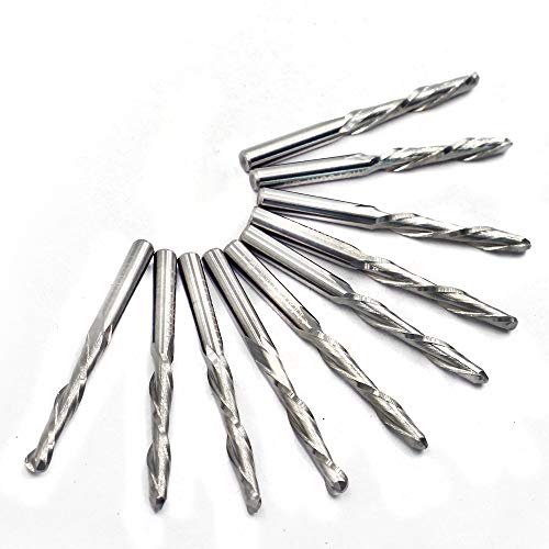 OSCARBIDE 1/8" Shank Ball Nose Carbide End Mills 2 Flutes CNC Spiral Router Bits Milling Cutter for Engraving Milling 3D sculpturing Roughing Acrylic OSCARBIDE