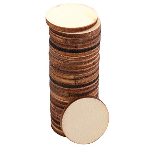 Foraineam 400 Pieces 1 Inch Unfinished Wood Craft Circle Cutouts Round Natural Wooden Disc Circles Slices for DIY Crafts and Decoration Foraineam