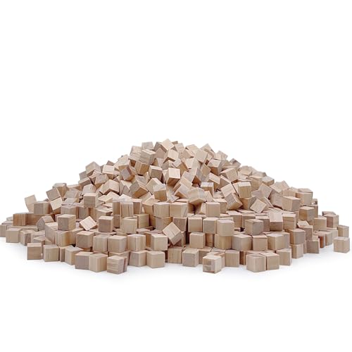 Wood Blocks for Crafts, Unfinished Wood Cubes, Natural Wooden Blocks, Wood Square Blocks, Wooden Cubes for Arts and DIY Projects, Puzzle Making (1cm SPKESE