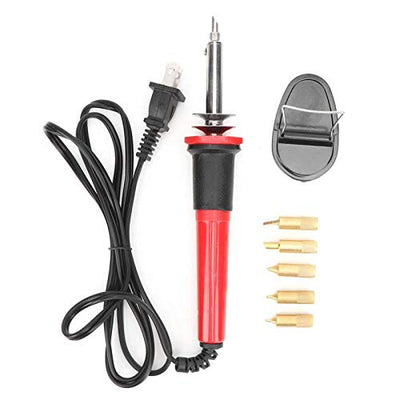 7 Pcs Wood Burning Kit Electric Pyrography Pen Variable Temperature Wood Leather Burning Soldering Iron with 5pcs Different Tips (US 110V)