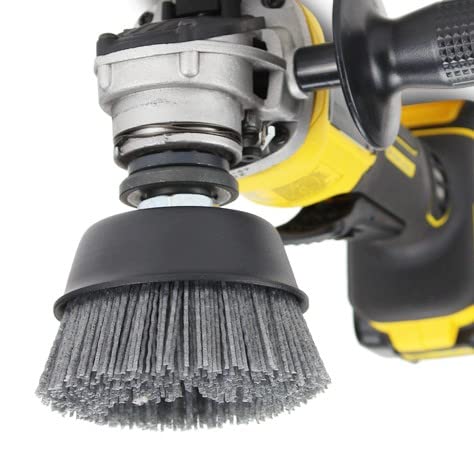 BHA 4" Abrasive Filament Nylon Bristle Cup Brush, 5/8-11 Threat Arbor - Gray (80 Grit) BHA