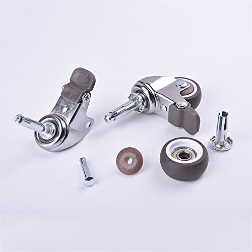 NERILEE 2 Inch Rubber Caster Wheel Set of 4(2 with Brakes & 2 Without) with 5/16" x 1-1/2" (8 x 38mm) Stem Sockets, for Furniture Crib Trolley Dining nerilee