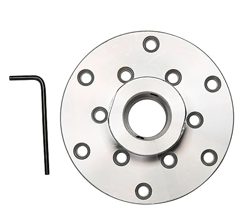 VINWOX 4" Wood Lathe Steel Faceplate, 1”x8TPI Spindle Thread Woodworking Machine Chuck Face Plate VINWOX