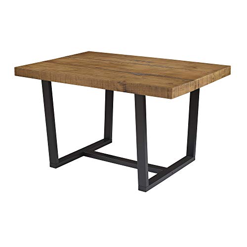 Walker Edison Andre Modern Solid Wood Dining Table, 52 Inch, Rustic Oak Walker Edison