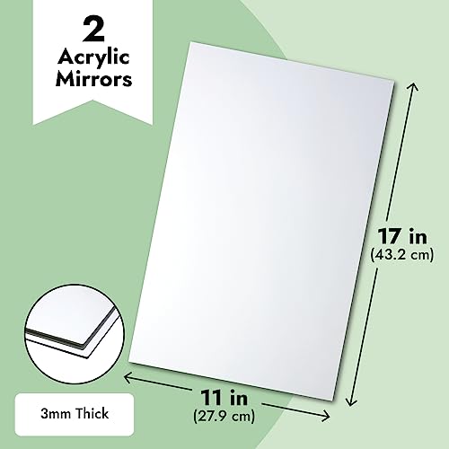 Bright Creations 2 Pack Acrylic Mirror Sheets for Wall Decor, 3mm Shatter Resistant Frameless Tiles for Mounted Mirror, Bedroom, Home Gym, Bathroom, Bright Creations
