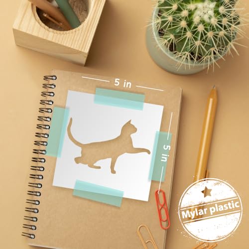 Laser Unfinished Cut Out Wood Cat Wood Shape Craft Supply Laser Unfinished Cut Cat Cut Out 1/4 Inch Thickness, Size 5" Ornament for DIY Craft Rubstamper