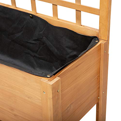 Outsunny 41" Raised Garden Bed with Trellis on Wheels, Wooden Elevated Planter Box with Legs and Bed Liner, for Flowers, Herbs & Vegetables, Brown Outsunny