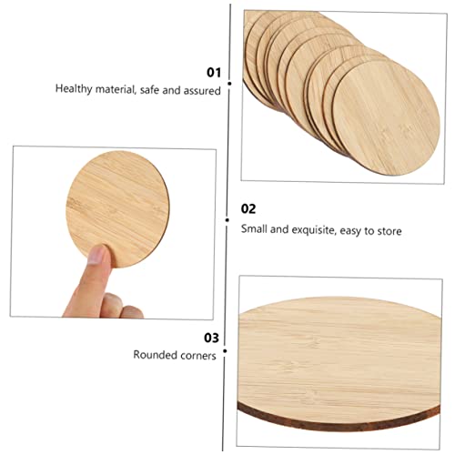 Operitacx 45 Pcs Round Bamboo Unfinished Wood Shapes Door Hanger Cutouts Tree Rounds Painting Wooden Discs Wood Circles for Crafts Wood Rounds Kids Operitacx