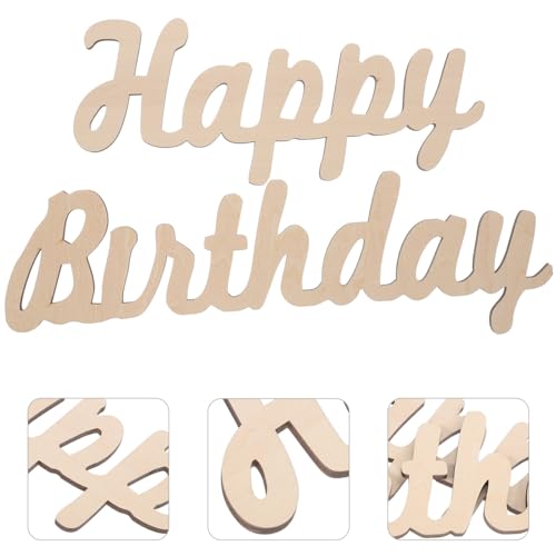 BESTOYARD Happy Birthday Wooden Sign Unfinished Wooden Cutout Letters Plaque Hanging Signs for Baby Shower Wedding Birthday Wreath Home Door Wall BESTOYARD