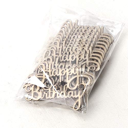 Amosfun Happy Birthday Wood Cutout Words Wooden Confetti Wood Slices for Birthday Party Table Decorations 15pcs Amosfun