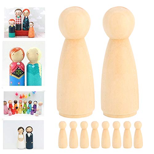 zjchao Wooden Peg Doll Bodies, 10pcs 65mm Unfinished People Shapes Wooden People Bodies Angel Dolls for DIY Craft, Female zjchao