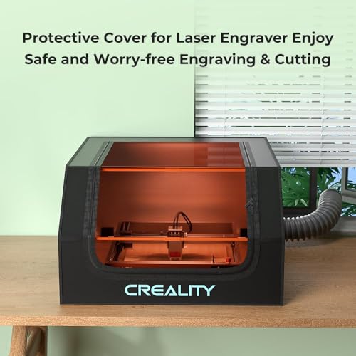 Creality Laser Engraver Enclosure, Fireproof and Dustproof Laser Cutter Protective Cover 27.5x28.3x15.7in with Fan and Pipe, Fits for Most Laser Creality