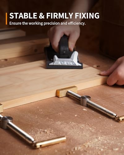 DAYDOOR Bench Dog Clamp, 3/4'' Dog Hole Clamp for Woodworking, Upgraded Adjustable Workbench Stop with Brass Handle (19mm, 2 Pack) DAYDOOR