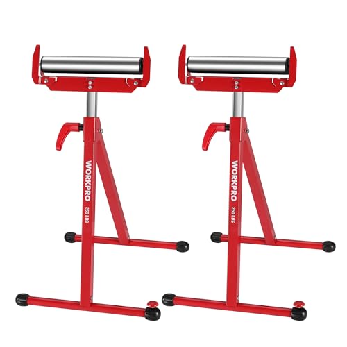 WORKPRO Folding Roller Stand Height Adjustable, Heavy Duty 250 LB Load Capacity, Outfeed Woodworking WORKPRO