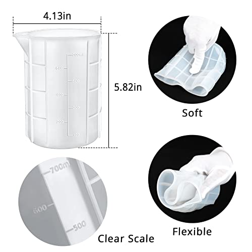 700ml Extra Large Silicone Mixing Cups for Epoxy Resin, Gartful 23 oz Measuring Cups, Casting Making Crafts, Acrylic Paint Pouring, Butter,Chocolate, Gartful