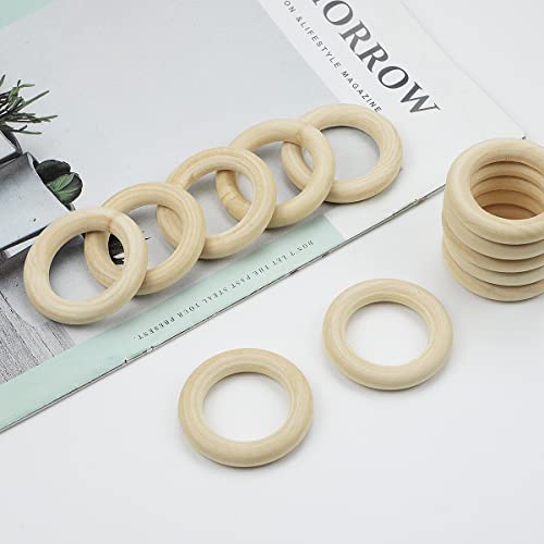 Wooden Rings for Crafts 30 PCS 55 mm Unfinished Wood Ring for Macrame Solid Natural Wood Rings for DIY Craft Pendant Connectors Jewelry Making Fantasyon