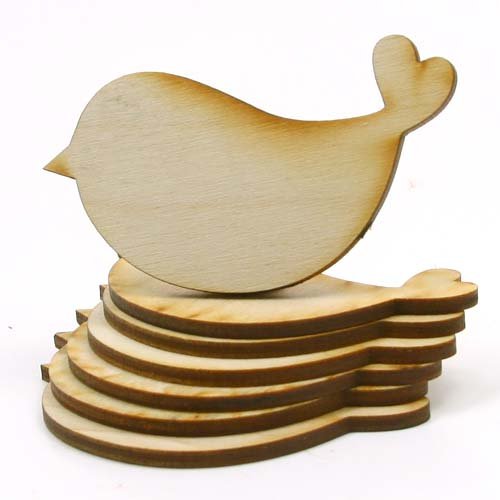 Mylittlewoodshop Pkg of 6 - Love Bird - 3 inches by 2 inches and 1/8 inch Thick Unfinished Wood (LC-BIRD01-6) Unique Wood Shapes