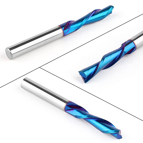 EANOSIC Downcut Spiral Router Bits 1/4 inch Shank, 1/4 inch Cutting Diameter Solid Carbide with Nano Blue Coating CNC Router Bits End Mill for Wood EANOSIC