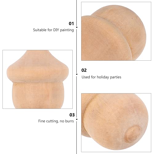 BESTOYARD 20Pcs Unfinished Wooden Peg Dolls Acorn Wood Craft Farmhouse Wooden Cut Out for Thanksgiving Fall Autumn Living Room Nursery Decor BESTOYARD