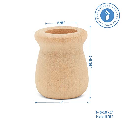 Bean Pot Candle Cups, 1-5/16 Inch, 5/8 Inch Hole, Pack of 25 Unfinished Wood Candle Holders, Wood Turnings for Crafts, by Woodpeckers Woodpeckers