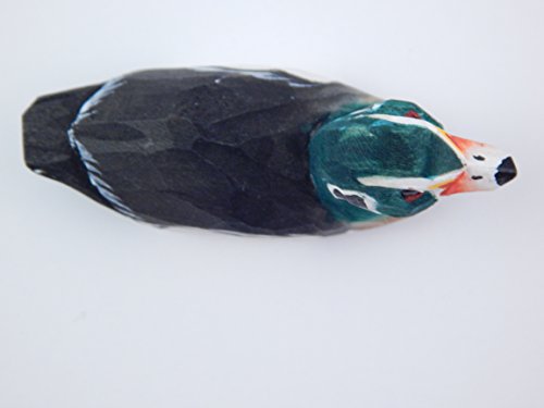 Selsela Wood Drake Duck Keychain Ring Hook Clip Charm Miniature Wood Mini Figurine Small Animal Selsela