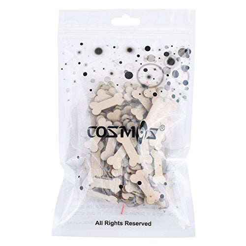 Cosmos Pack of 100 Unfinished Wood Dog Bone Cutouts Wood Craft for DIY Project Decoration and Painting Cosmos