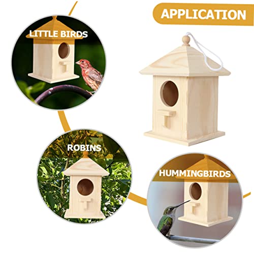 Kisangel Bird Nest Wooden Hummingbird House Birdhouses for Outdoors Bird Houses for Outside Wood Bird Feeder Unfinished Wood Birdhouse Balcony Bird Kisangel
