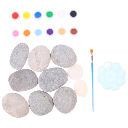 TEHAUX 10pcs Painting Pebbles Rock Painting for Kids Drawing Stones Pebble Painting Kit Mandala Stones Kit Flat River Rocks for Craft Bundle River TEHAUX