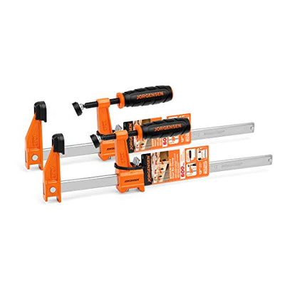 JORGENSEN 2-pack Steel Bar Clamps Set, 12-inch Medium Duty, 600 Lbs Load Limit, for Woodworking