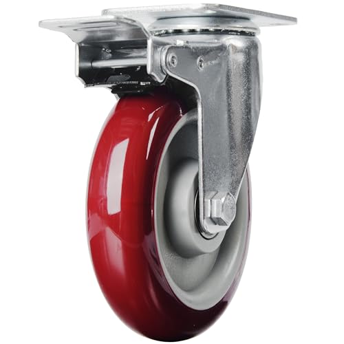 Finnhomy 5 Inch Casters Wheels Set of 4 Heavy Duty Plate Swivel Locking Casters for Furniture/Workbench Premium Industrial Wheels 3000 Lbs Anti-wear Finnhomy