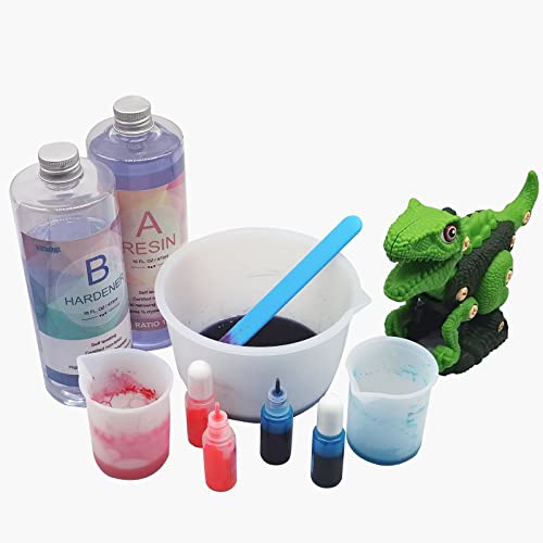 Silicone Resin Measuring Cups Tool Kit- 600ml/20oz Resin Mixing Cups, 2Pcs 100ml Measuring Cups, Silicone Stir Sticks, Resin Mixing Kit for Epoxy Demorex