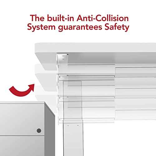 SANODESK 63-Inch Large Dual Motor L-Shaped Electric Height Adjustable Standing Desk - Reversible Panel - White Top/White Frame - Ideal for Gaming, SANODESK