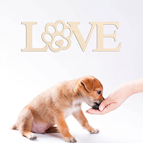 3pcs Love Paw Wood Sign Blank Wooden Dog Cat Paw Plaque Unfinished Wood DIY Crafts Cutouts Ornaments for Puppy Pet House Door Wall Decorative Creaides