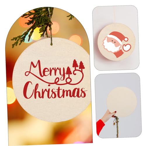 Tofficu 20pcs DIY Graffiti Wood Chips Christmas Decor Wooden Plate Decoupage Paper Round Cutout Tiles Unfinished Wood Circles Unfinished Wooden Board Tofficu