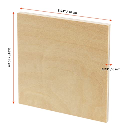 SINJEUN 30 Pack 4 Inch Unfinished Wood Square, 1/4 Inch Thick Wood Discs Blank Wood Square, Wooden Cutouts for Crafts, DIY Projects, Door Hangers, SINJEUN