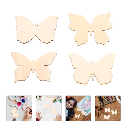 KALLORY 48pcs Unfinished Wooden Cutouts Butterfly Wood Cutouts Butterflies Blank Wood Slices Animals Painting Crafts for Kids DIY Home Decoration KALLORY