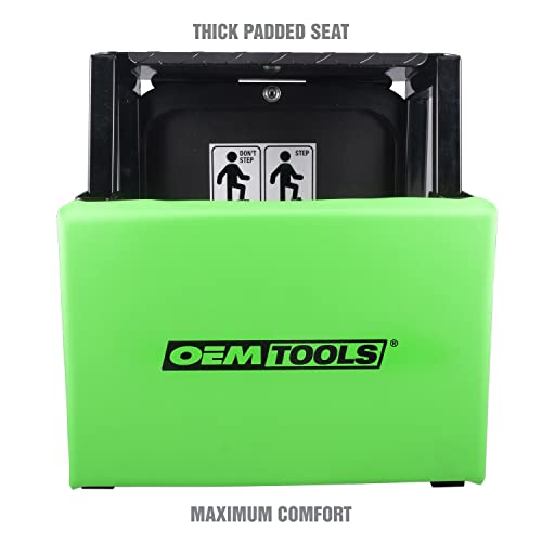 OEMTOOLS 24904 Workshop Seat and Step Stool, Garage Creeper Seat with 300 LBS Capacity, Mechanics Stool with Wheels, Padded Vinyl Mechanic Stool with OEMTOOLS