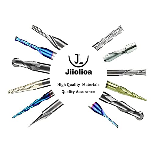 Jiiolioa ZQ21A3 CNC Router Bits 2D&3D Carving 3.6 Deg Tapered Angle 2 Flute Ball Nose 1/4" Shank 1/16"X1 1/2"X1/4"X3" TESTEL